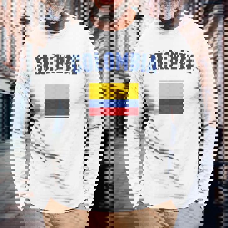 コロンビア国旗 長袖Tシャツ 高齢者への贈り物