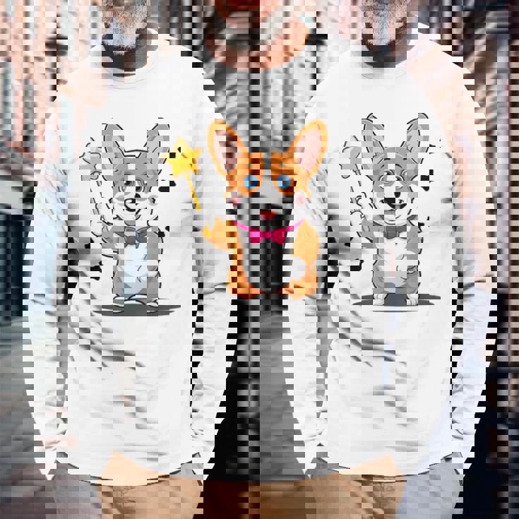 コーギー・マジシャン マジックコスチューム 長袖Tシャツ 高齢者への贈り物