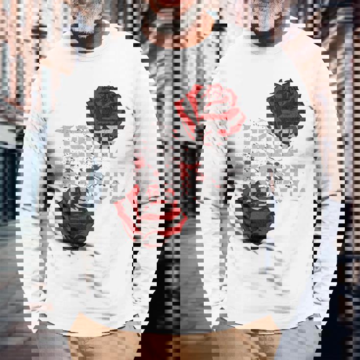 ゴシック ローズ パンク ラブ バレンタイン 学生 ロックミュージック ギグ 長袖tシャツ 長袖Tシャツ 高齢者への贈り物