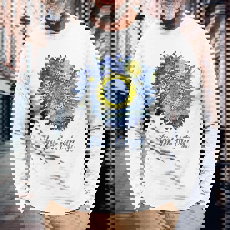 ゴッホ 星月夜 ひまわり ゴッホ ひまわり アート 長袖Tシャツ 高齢者への贈り物