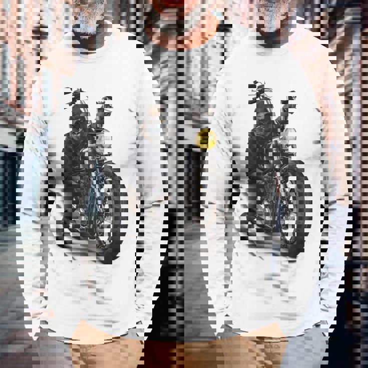 ゴリラ バイク バイカー 長袖Tシャツ 高齢者への贈り物