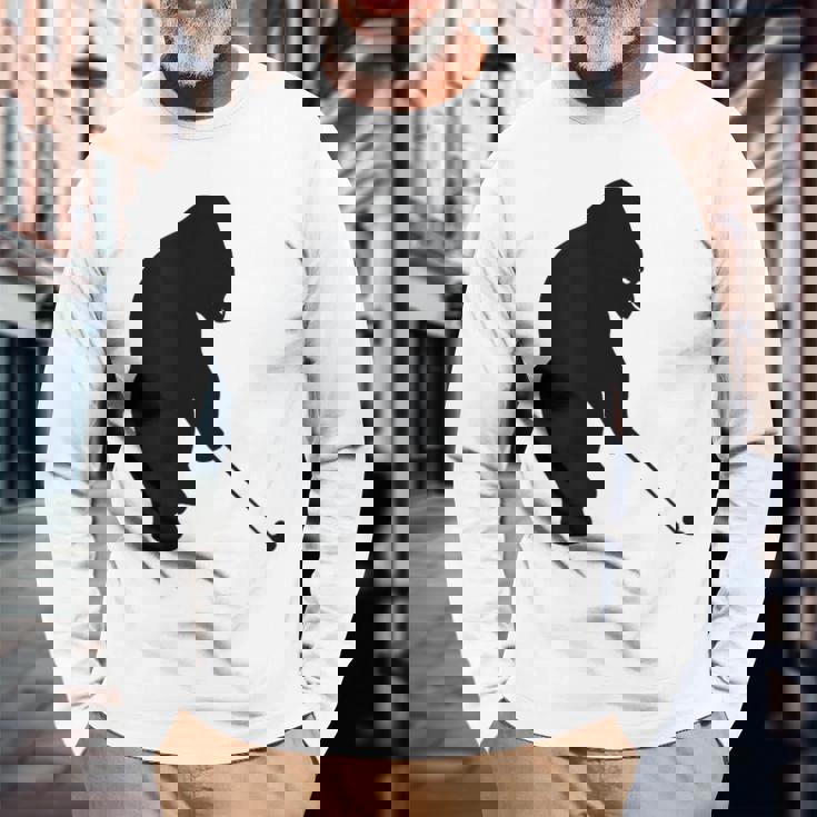 ゴリラゴルフシルエット 長袖Tシャツ 高齢者への贈り物