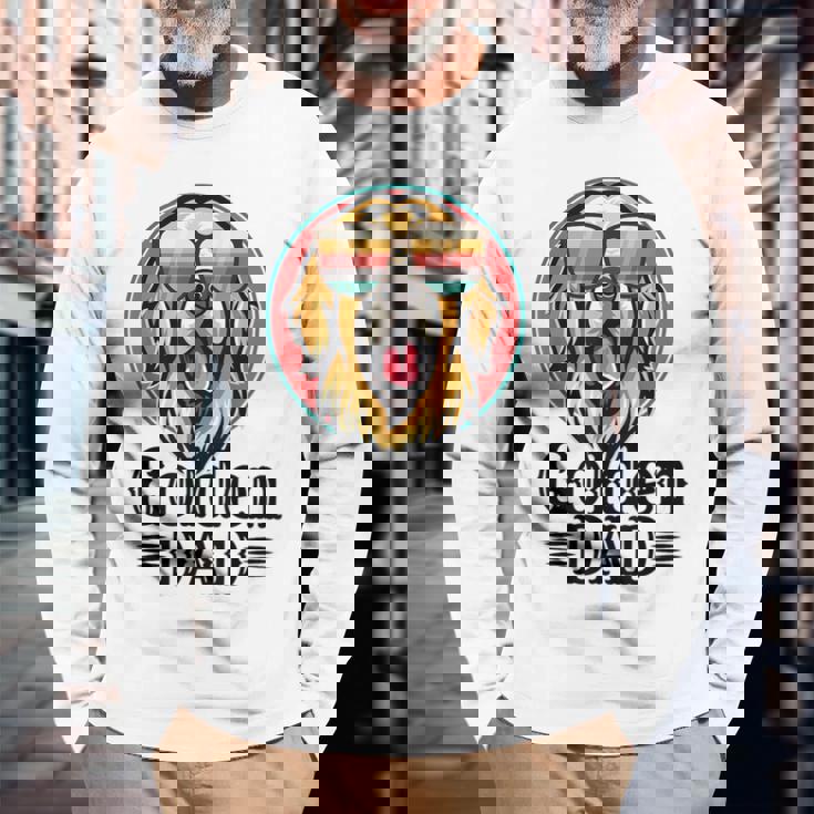 ゴールデンパパヴィンテージゴールデンレトリバー犬のための父親の日 長袖Tシャツ 高齢者への贈り物