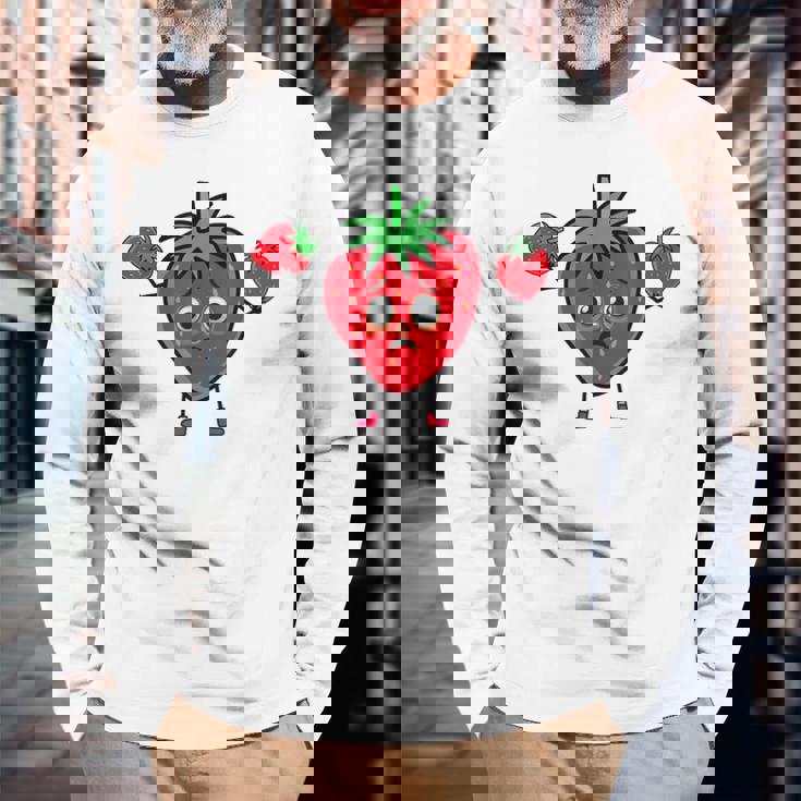 サマータイム いちご いちご 果実 果実 ガーデン 長袖Tシャツ 高齢者への贈り物