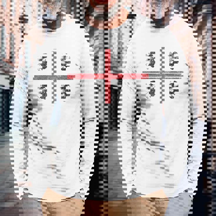 サルデーニャ国旗 イタリア 4 ムーア人 長袖Tシャツ 高齢者への贈り物