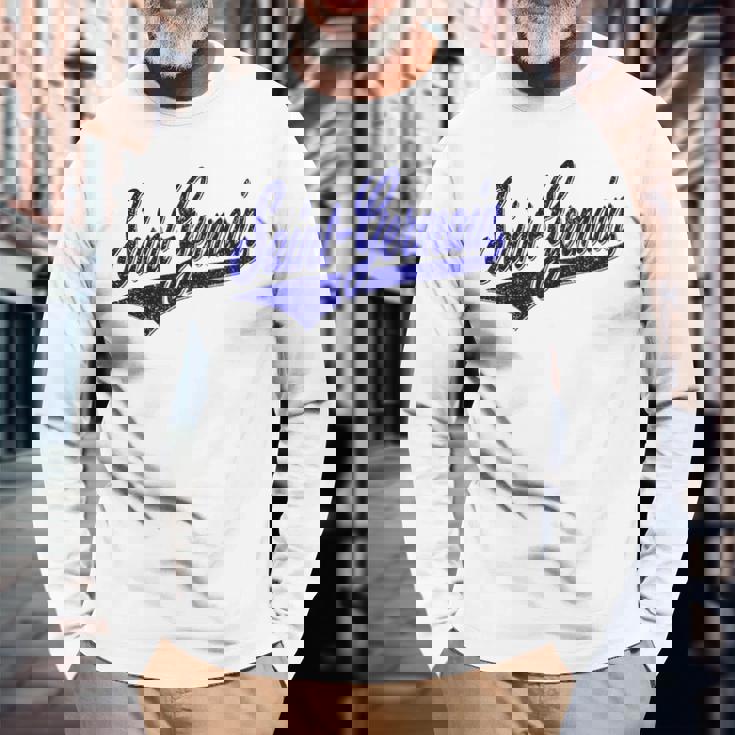 サンジェルマン バーシティ スクリプト クラシック スポーツ ジャージ 長袖Tシャツ 高齢者への贈り物