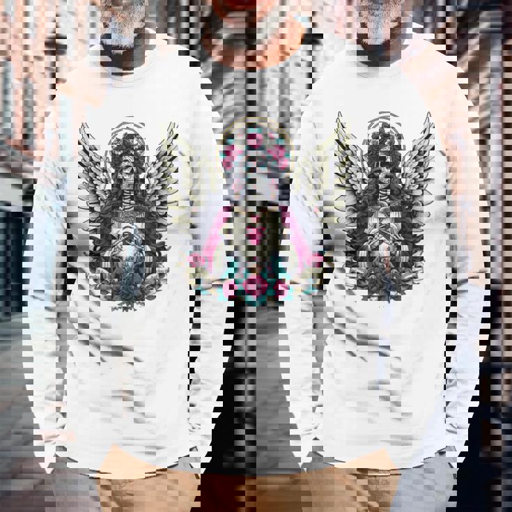 サンタ・ムエルテ 長袖tシャツ 長袖Tシャツ 高齢者への贈り物