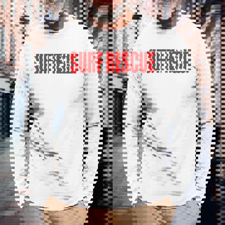 サーフレスキュービーチパトロールショアライフガード 長袖Tシャツ 高齢者への贈り物