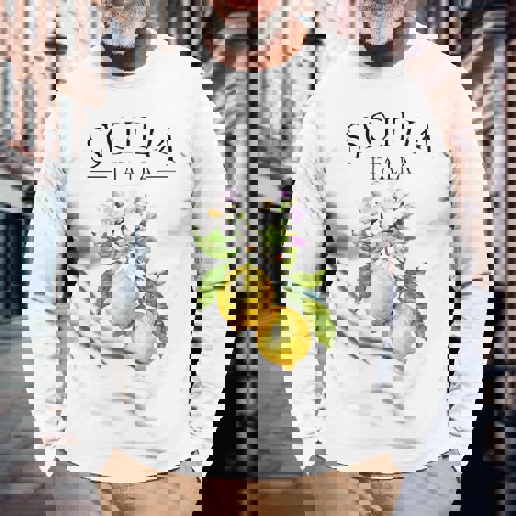 シチリア イタリア土産 イタリア レモン 長袖Tシャツ 高齢者への贈り物