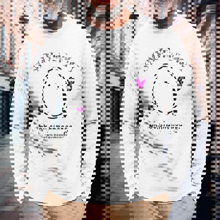 シマエナガ 北海道 雪の妖精 可愛い もふもふ ハート 長袖Tシャツ 高齢者への贈り物