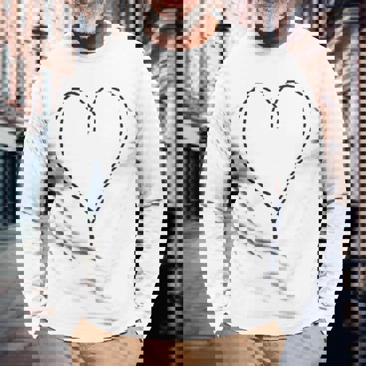 シンプル ハート 長袖Tシャツ 高齢者への贈り物