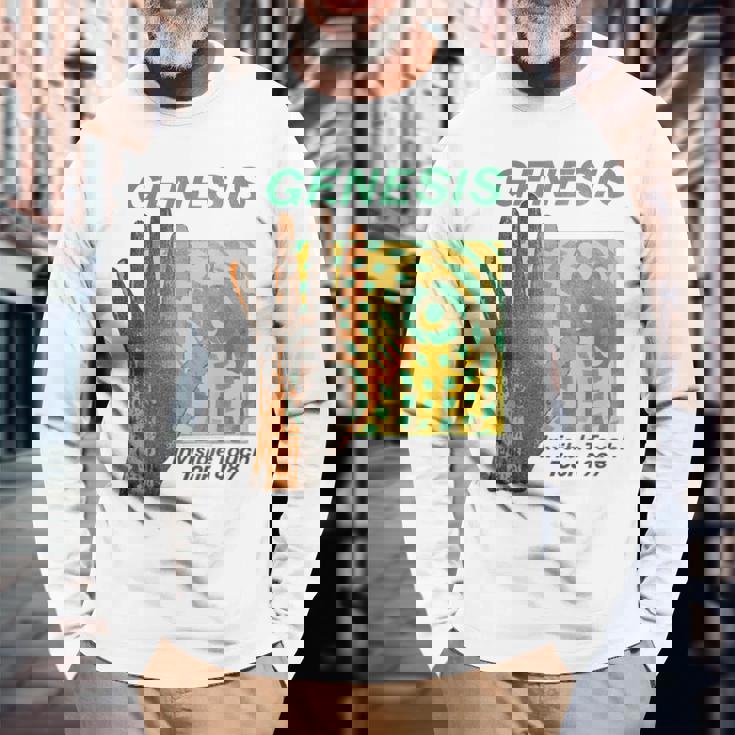 ジェネシスインビジブルタッチツアーロックバンドミュージック 長袖Tシャツ 高齢者への贈り物