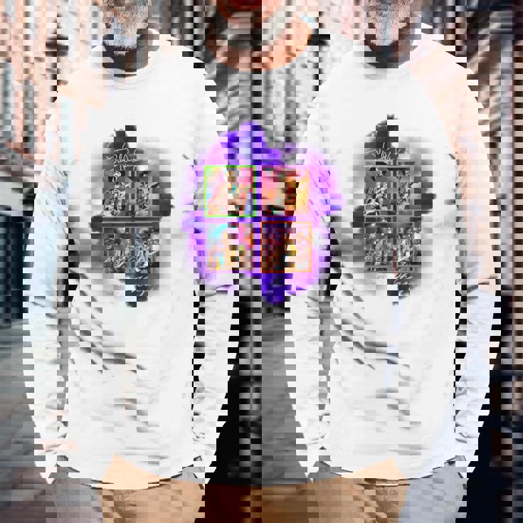 ジミヘンドリックス_004_Back Printed 長袖Tシャツ 高齢者への贈り物