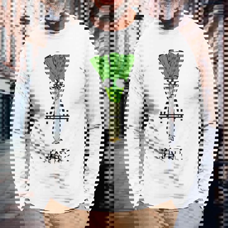 ジムでのトレーニングのための面白いネギフィットネスギフト 長袖Tシャツ 高齢者への贈り物