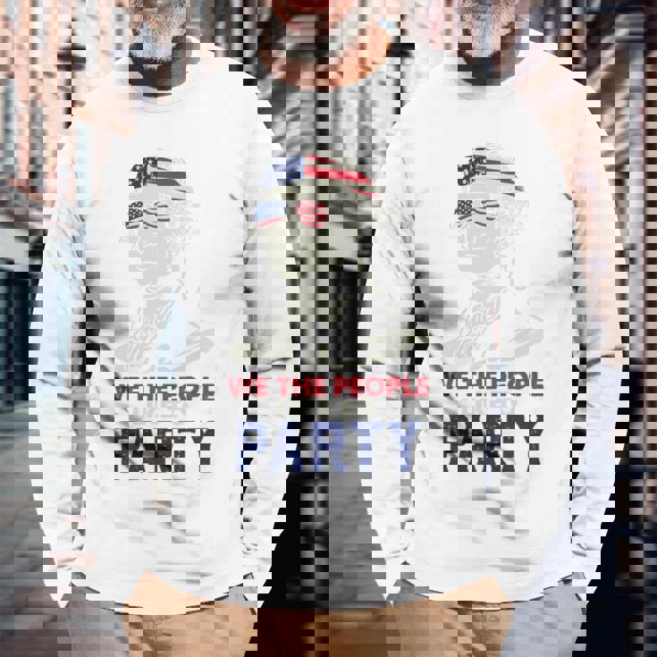 ジョージ・ワシントン ファンスターズ ストリップ アメリカ国旗 7月4日 ペイトリオット 長袖tシャツ 長袖Tシャツ 高齢者への贈り物