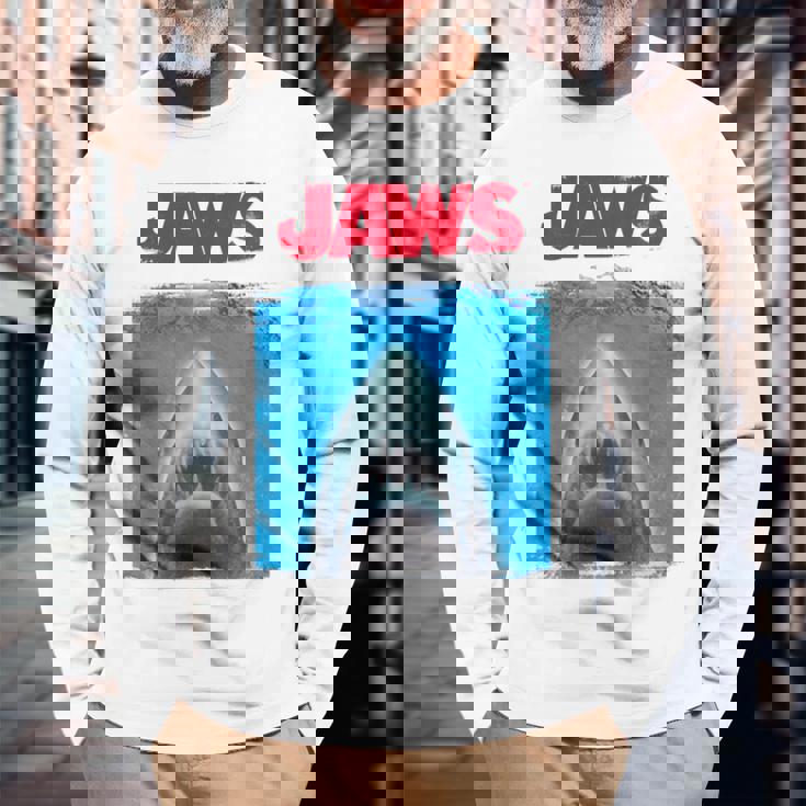 ジョーズ シルエット グラフィック 長袖Tシャツ 高齢者への贈り物