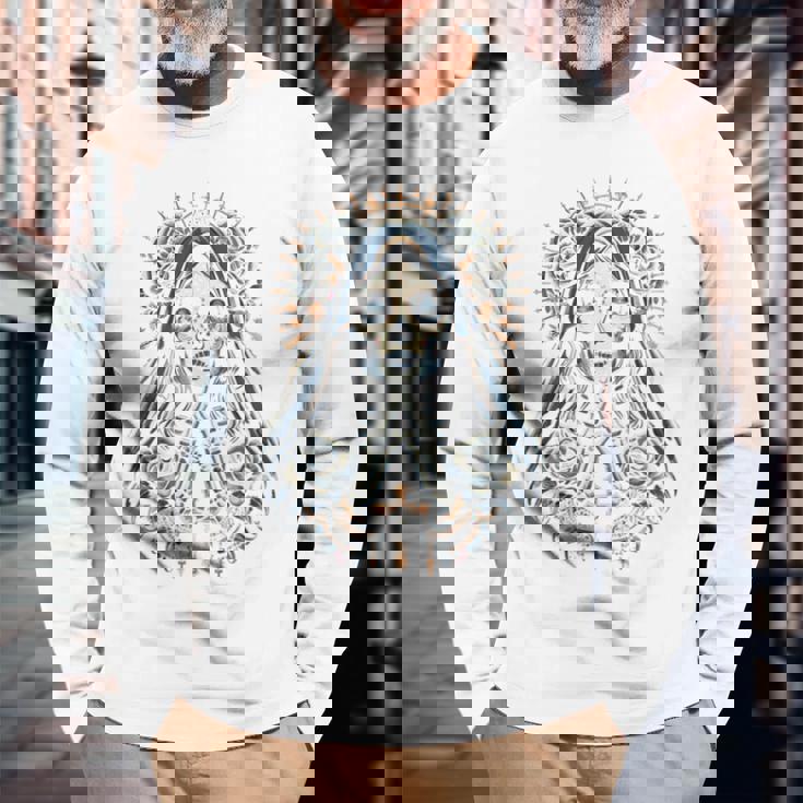 スカル サンタ ムエルテ クリスチャン 長袖tシャツ 長袖Tシャツ 高齢者への贈り物