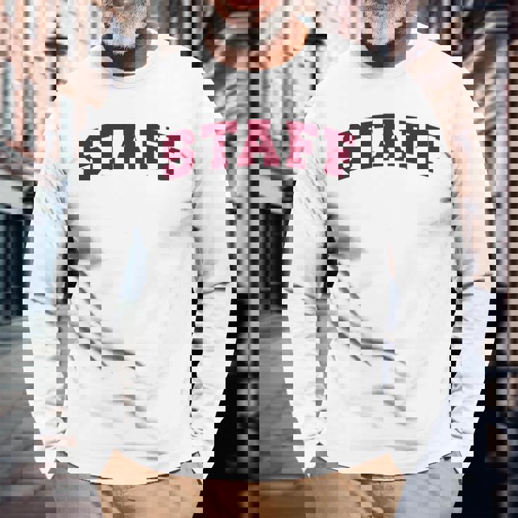 スタッフ スタッフ ギフト イベント 従業員代表チーム バックプリント レッド 長袖Tシャツ 高齢者への贈り物