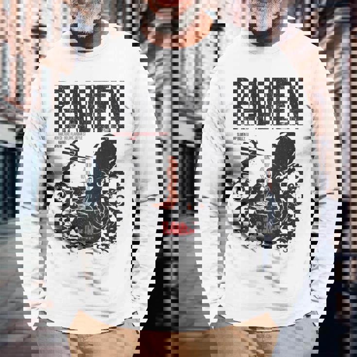 ストリートウェア ラーメン カワイイ オタク マンガ アニメ バックプリント モダン 長袖Tシャツ 高齢者への贈り物