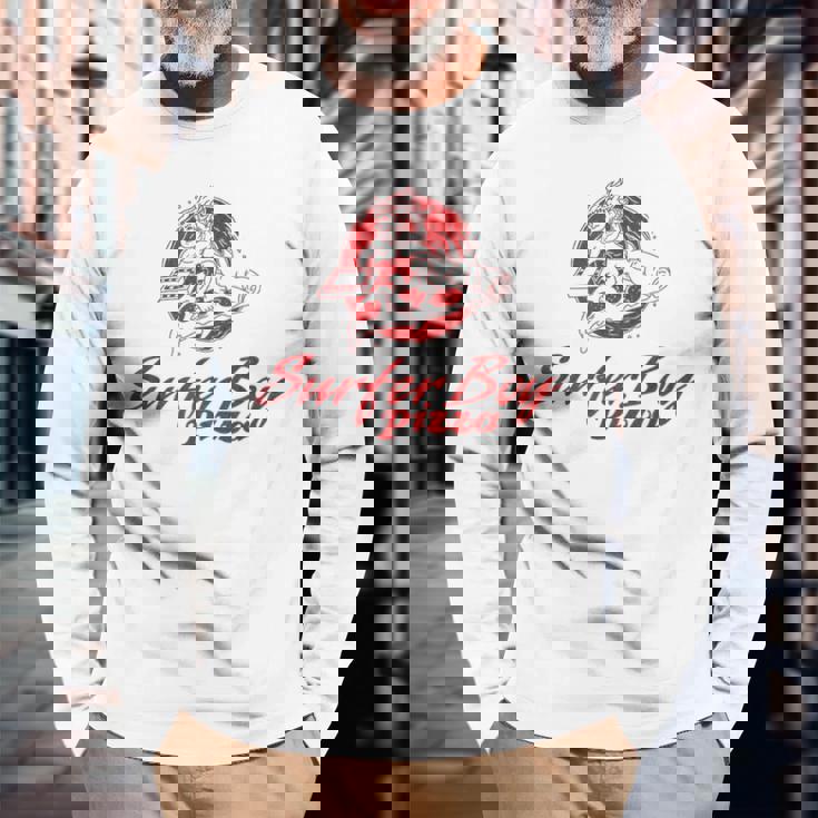 ストレンジャー・シングス サーファーボーイ ピザ 広告 サーフ デリバリー レトロ 長袖Tシャツ 高齢者への贈り物