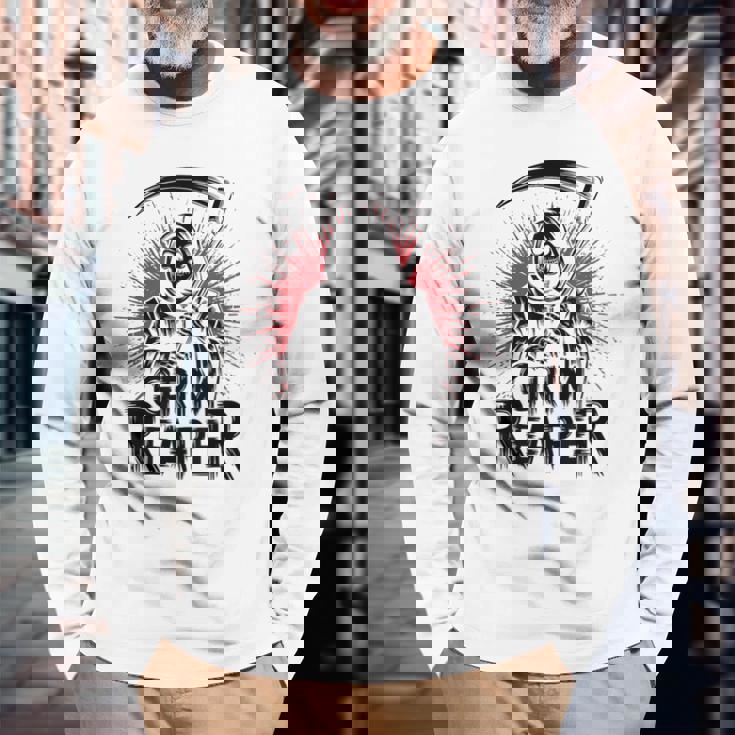 スプラッシュアート 死神 ハロウィン 長袖Tシャツ 高齢者への贈り物