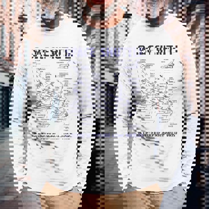 スペースシャトル レトロレイアウト ロケット科学者&宇宙飛行士用 長袖Tシャツ 高齢者への贈り物