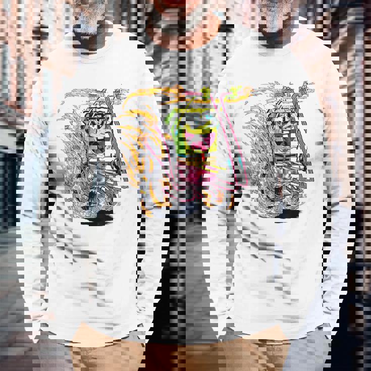 スポンジボブ スクエアパンツ スポンジボブ コミックバイク 長袖Tシャツ 高齢者への贈り物