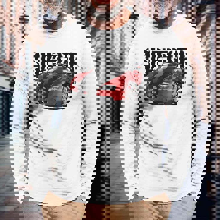 スー、スポーツカー、マッスルカー、レースカーのtシャツ。 長袖Tシャツ 高齢者への贈り物