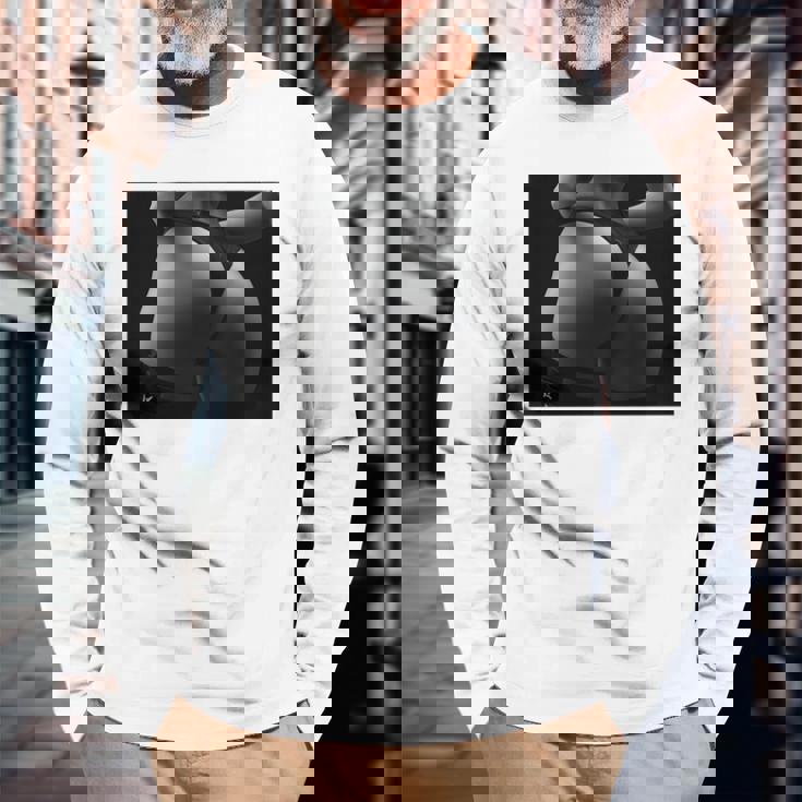 セクシー ブラック ホワイト 写真 美しいお尻 Tバック 長袖tシャツ 長袖Tシャツ 高齢者への贈り物