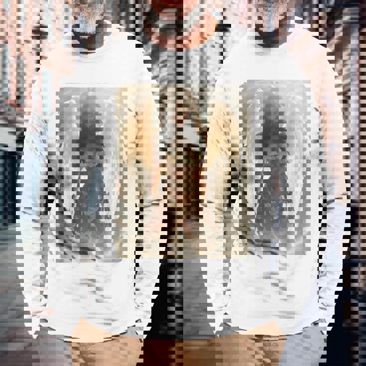 セクシーガールグラフィックtシャツ セクシーなブルネットエンジェルピンナップバックプリント 長袖Tシャツ 高齢者への贈り物