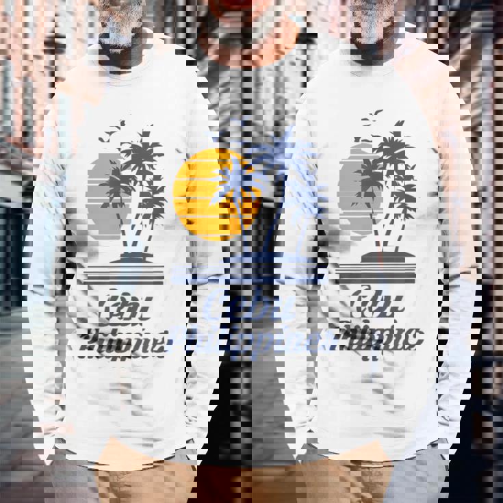 セブ フィリピン フィリピン ビーチ 観光 お土産 バケーション 長袖Tシャツ 高齢者への贈り物