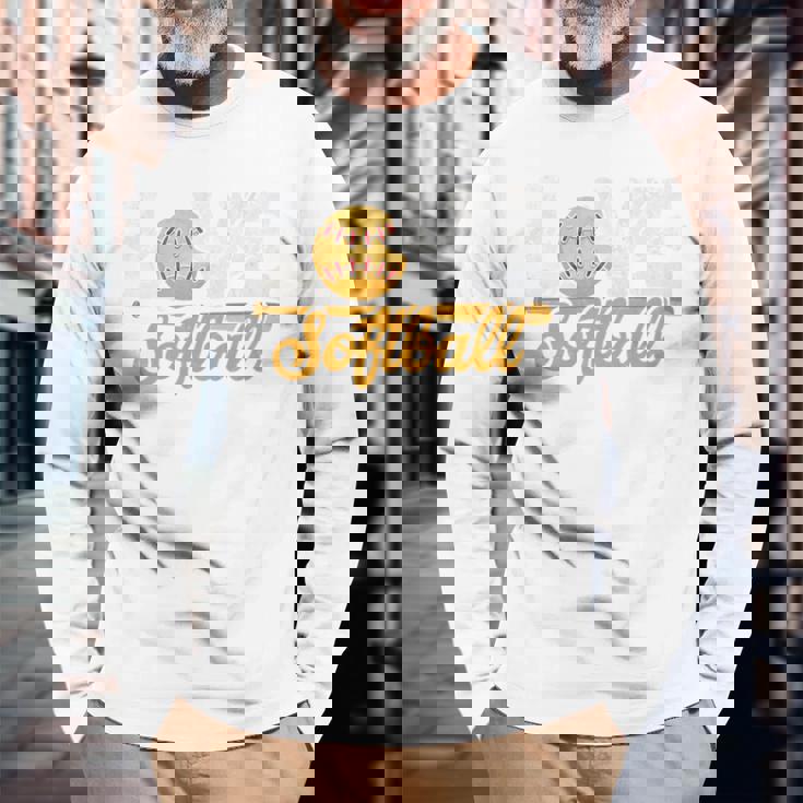 ソフトボール好き スポーツボール ラブ ソフトボール チームメイト 野球 長袖tシャツ 長袖Tシャツ 高齢者への贈り物