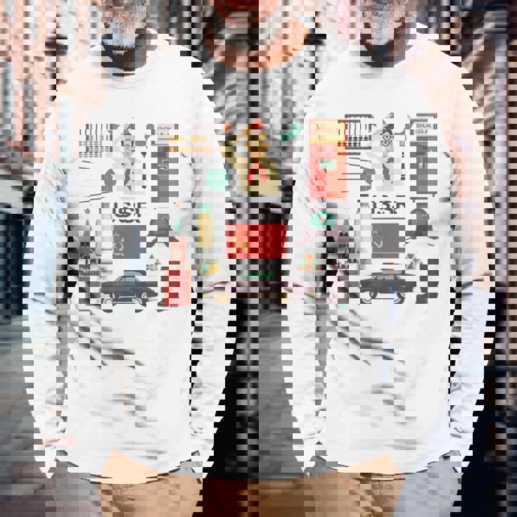 ソ連属性sovi8ビンテージプロパガンダ。 長袖Tシャツ 高齢者への贈り物