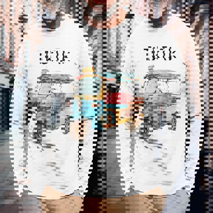 タイ トゥクトゥク バンコク 長袖Tシャツ 高齢者への贈り物