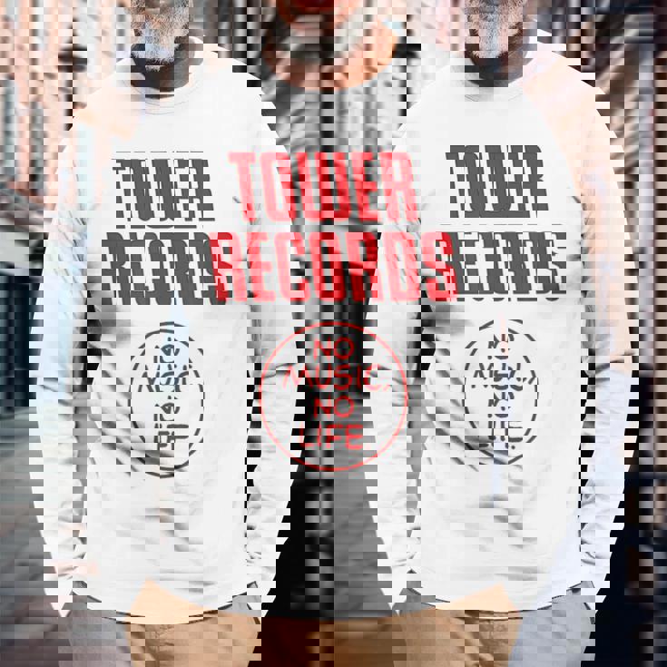 タワーレコード 音楽 レトロ ヴィンテージ 生活 長袖Tシャツ 高齢者への贈り物