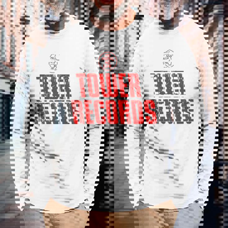 タワーレコードミュージック レトロ ヴィンテージ 長袖Tシャツ 高齢者への贈り物