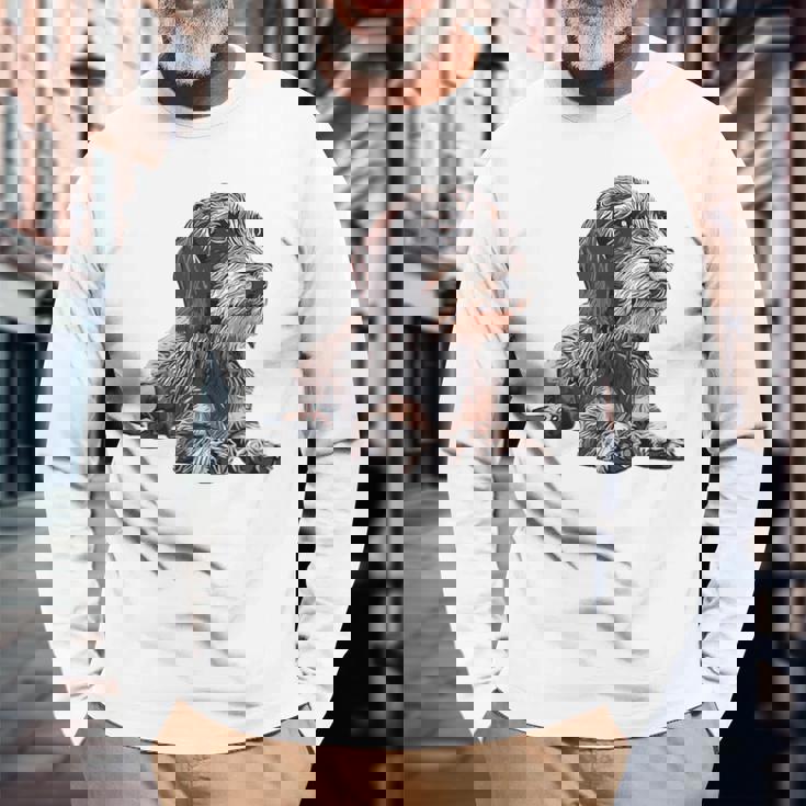 ダックスフンド ワイヤーヘア 長袖Tシャツ 高齢者への贈り物