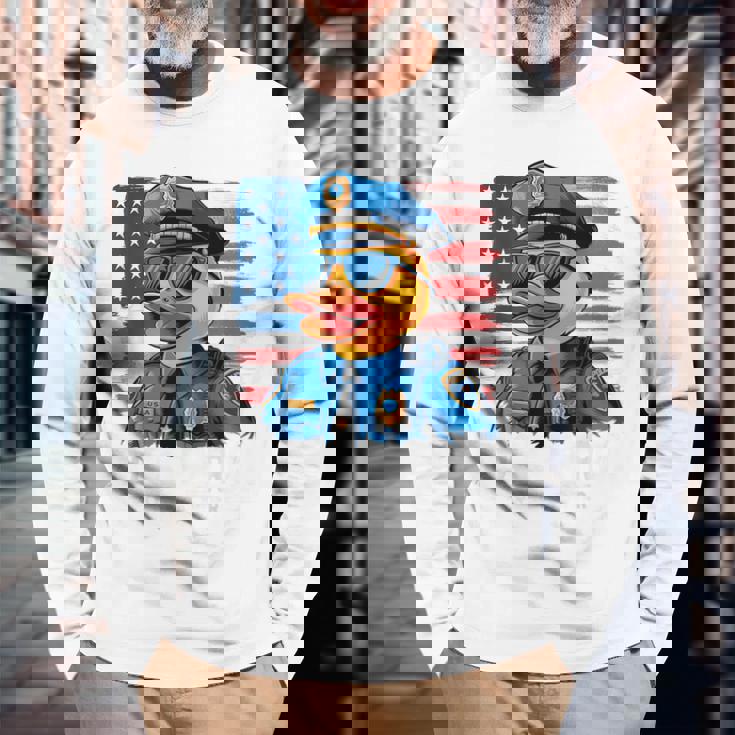 ダックパトロールファニーポリスダック 長袖Tシャツ 高齢者への贈り物