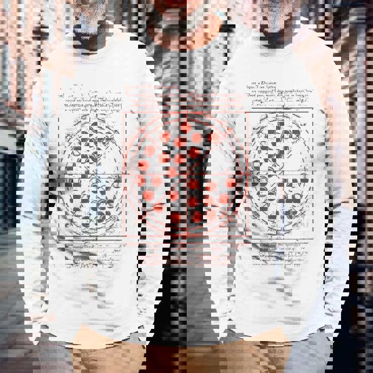 ダヴィンチ・ヴィトルヴィアンマン・ピザ 長袖Tシャツ 高齢者への贈り物