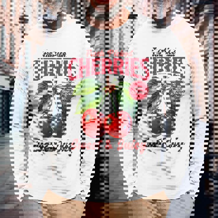 チェリーファーマーズマーケット フレッシュピックチェリー チェリー好き 長袖Tシャツ 高齢者への贈り物