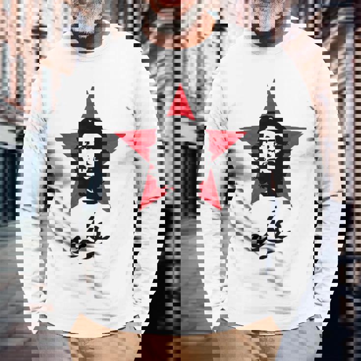 チェ・ゲバラ、キューバ、署名、ゲリラ、チェ 長袖Tシャツ 高齢者への贈り物