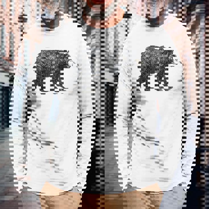 ツキノワグマ 動物愛好家 野生動物 自然 ハイキング ギフト 長袖Tシャツ 高齢者への贈り物