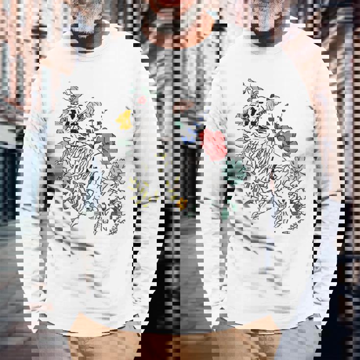 ティラノサウルス 恐竜 骨格 化石 古生物学 長袖Tシャツ 高齢者への贈り物