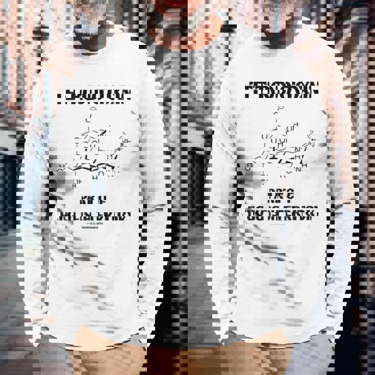 テトロドトキシン フグフィッシュテリトリー化学構造の一部 長袖Tシャツ 高齢者への贈り物