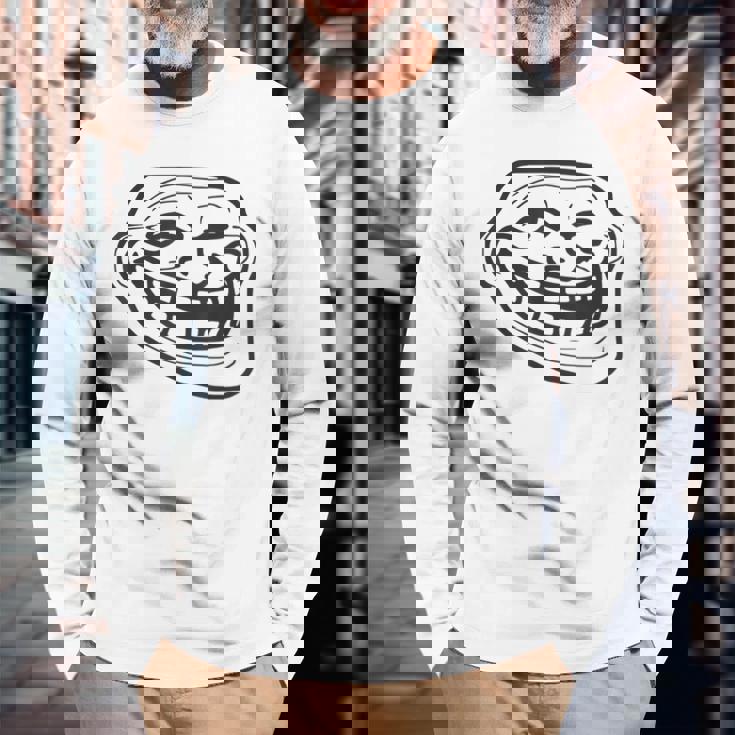 トロールフェイス 長袖Tシャツ 高齢者への贈り物