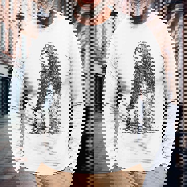 ドッグキャバリアキングチャールズ・スパニエル 長袖Tシャツ 高齢者への贈り物