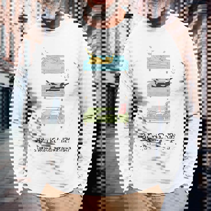 ナップティー-グレイハウンドガルゴウィペットサルーキサイトハウンド 長袖Tシャツ 高齢者への贈り物