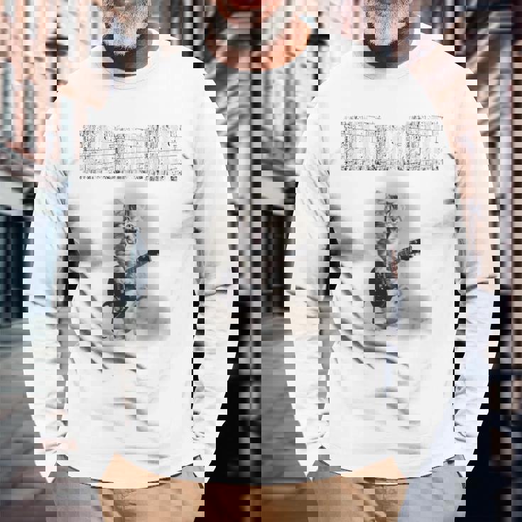 ニャーーーーと叫べ！ ロックな猫 キジトラ 子猫 バンド 長袖tシャツ 長袖Tシャツ 高齢者への贈り物