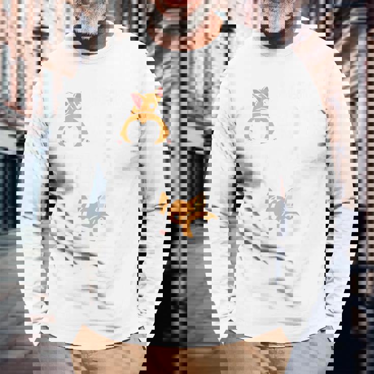 バックプリント ノッシン お尻 犬 かわいい コーギー 長袖Tシャツ 高齢者への贈り物