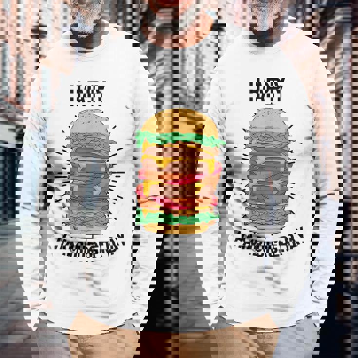 ノベルティ ハンバーガーデー フローズン加工 ミール愛好家 フライドポテト 長袖Tシャツ 高齢者への贈り物